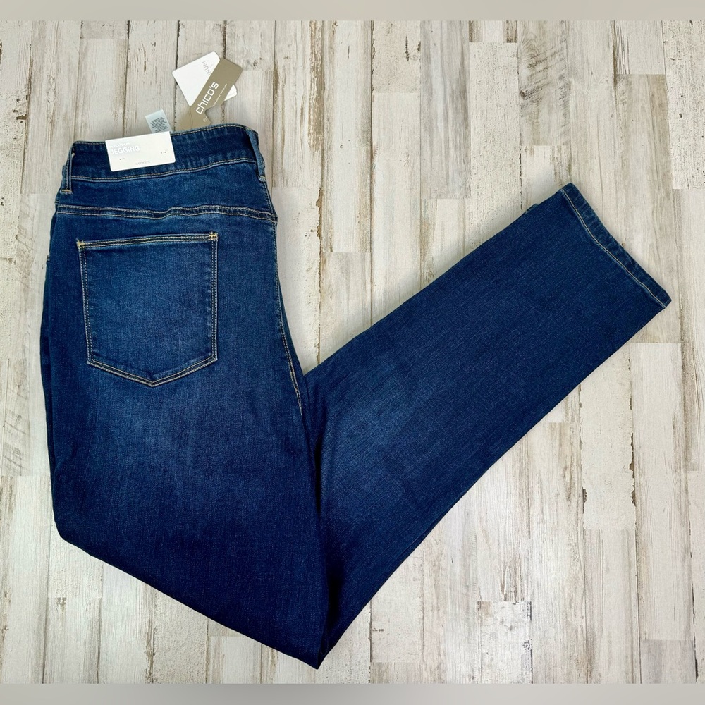 CHICO’S The Platinum Jeggings 3 Blue Denim Slim Tapered Fit NWT